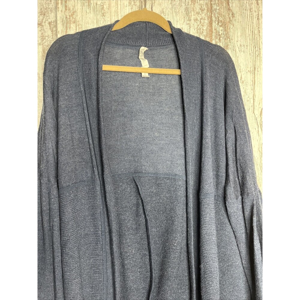 Lululemon Merino Wool-Blend Ribbed Long Sleeve Wrap Sweater Cardigan Blue Sz 8 - Picture 3 of 16